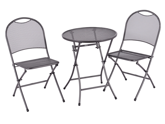 MWH Cafe Latte 3-teiliges Bistro Set Iron Grey, klappbar