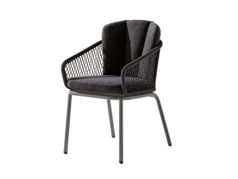 Sieger Gomera Dining Sessel Grau mit Rope Bespannung mit Sitzkissen