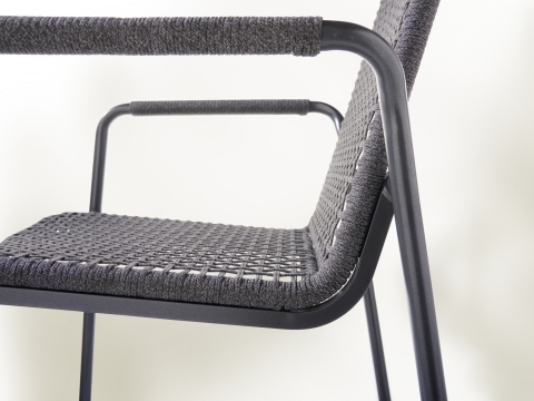 Sieger Ticco Stapelsessel Rope Grau, Aluminium eisengrau