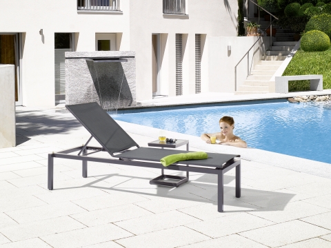 Sieger Brest Stapel-Rollliege Aluminium eisengrau, R�ckenlehne 7-fach verstellbar