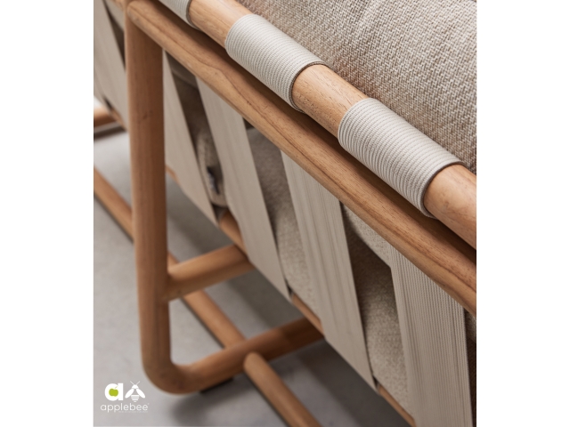 Apple Bee Dolce 2-Sitzer Teakholz Cotton Flower Loungesofa 142cm