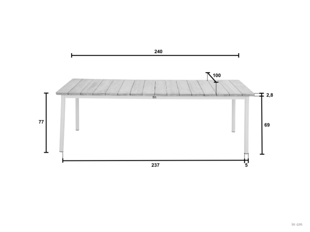 Apple Bee Milou Tisch Teak natural Oyster 240x100cm