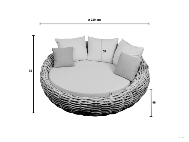 Apple Bee Cocoon Daybed Boucle Cream inkl. Kissen 220x220x92cm
