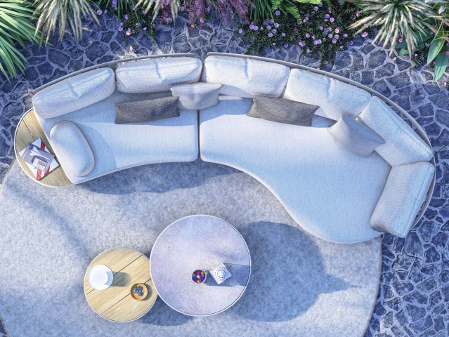 Zebra Wave Chaiselongue 188,8x155,3cm Aluminium light taupe