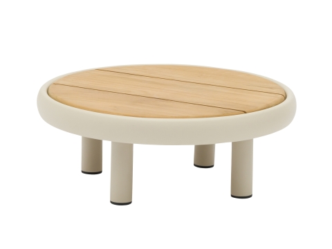 Zebra Wave Kaffeetisch Teak 60cm rund Aluminium light taupe