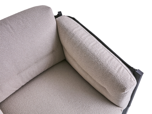 Brafab Delux Loungesessel, Schwarz Teddy beige, inkl. Kissen