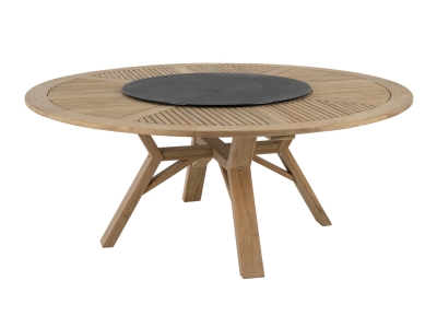 Brafab Circus Tisch rund 180cm aus massivem Teakholz natur mit Drehplatte