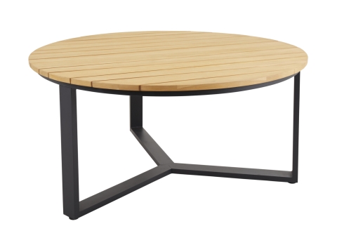 Brafab Laurion Esstisch Teak 150cm rund, Gestell Aluminium schwarz