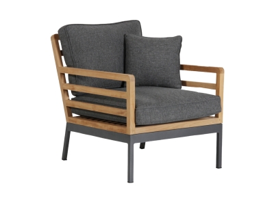 Brafab Zalongo Loungesessel aus Teakholz mit Alurahmen in grau, inkl. Polster