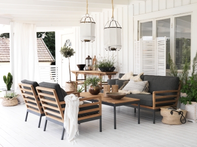 Brafab Zalongo Loungem&ouml;bel Set aus Teak und Aluminium, 4-teilg mit Polster