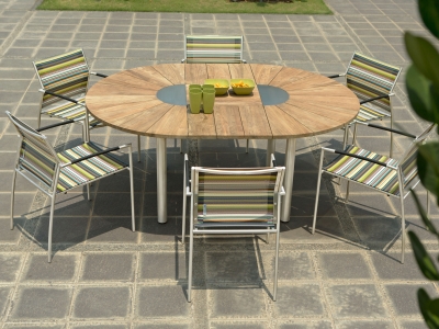 Zebra 6x Rovex mit Catax Ausziehtisch Gartenm&ouml;bel-Set