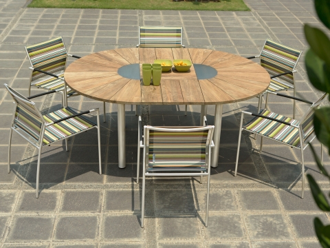 Zebra 6x Rovex mit Catax Ausziehtisch Gartenm�bel-Set