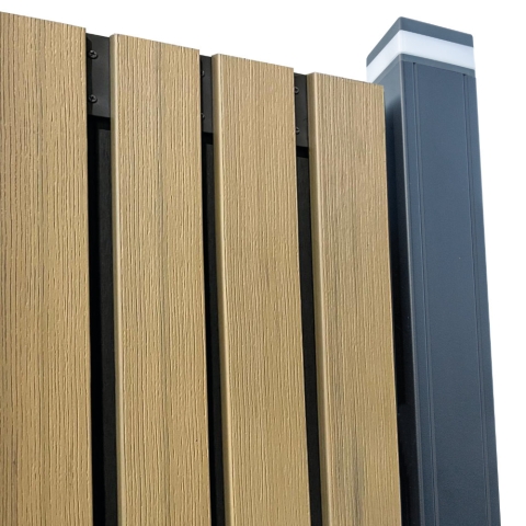 Elephant Zaun WPC Stripes Black Eiche 180x180cm