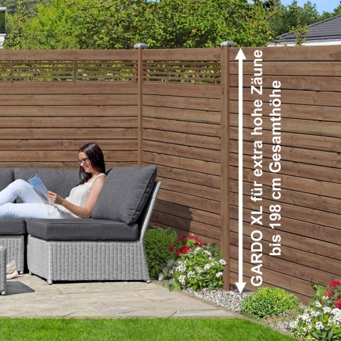 Selbstbauzaun Gardo XL DIY Kiefer KDI Braun 180x194 cm