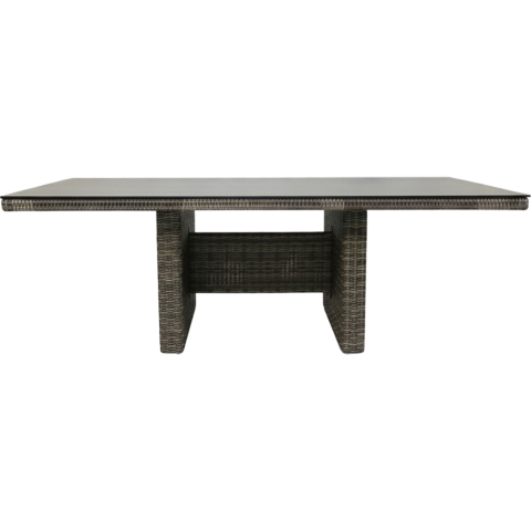 Plo� Sahara Diningtisch 220x100cm Geflecht-Glas Beige-Grau-Meliert-Light Grey