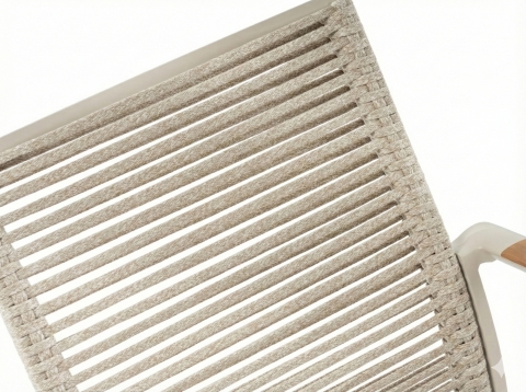 Zebra Fly Rope Stapelsessel light taupe, Armlehnen Teak