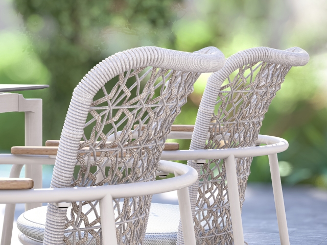 Zebra Liox Stapelsessel light taupe, Armlehnen Teak