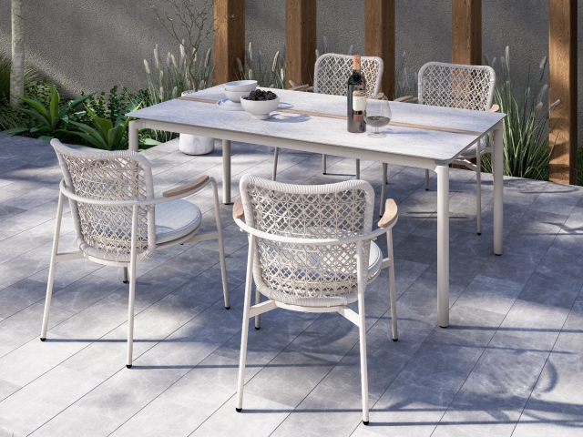 Zebra Liox Stapelsessel light taupe, Armlehnen Teak