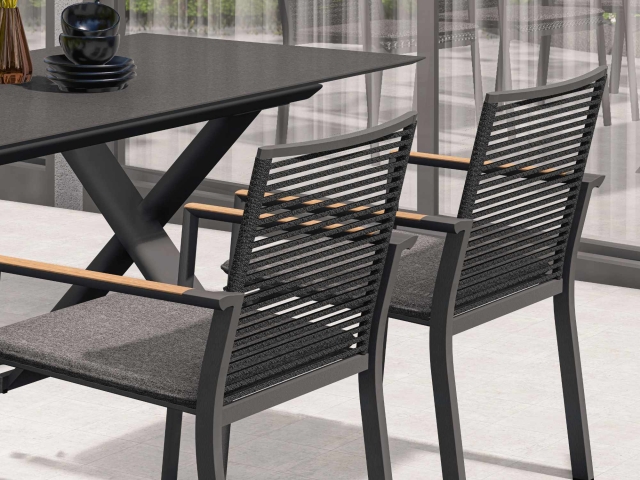 Zebra Fly-Levare Gartenm�bel-Set graphite Tisch 240-300x100x74cm