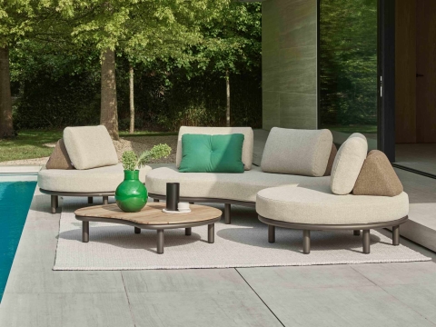 Apple Bee Moon Island Lounge Sofa Aluminium bronze 196cm