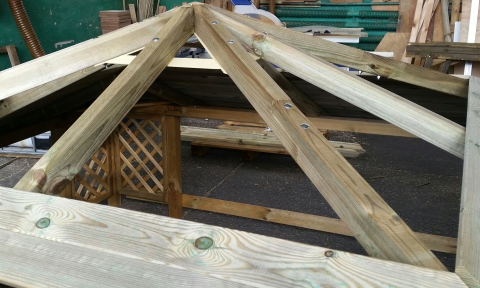 Pavillon Natalia 349x349cm Bausatz Fichte kdi gr�n mit Holzdach