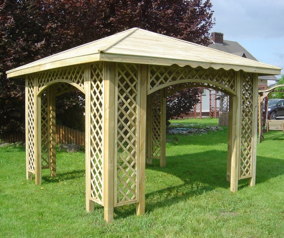 Pavillon Natalia 349x349cm Bausatz Fichte kdi gr�n mit Holzdach