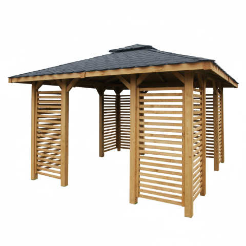 Pavillon Sara-2 357x357cm Bausatz Fichte kdi gr�n mit Holzdach