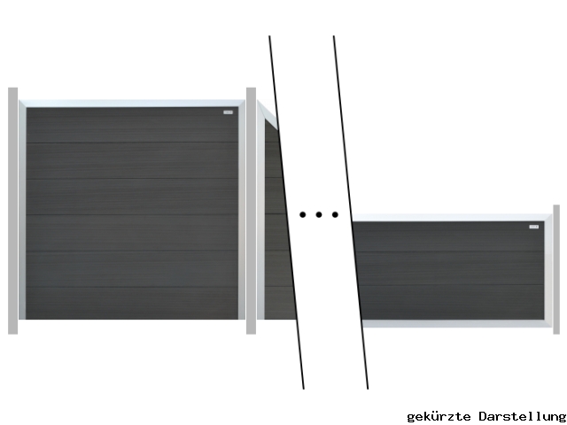 4,82m Elephant Forte WPC anthrazit-Rahmen Alu Zaunreihe- ME62229