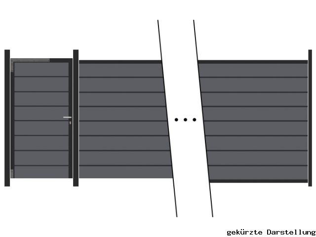 4,73m Steckzaun WPC-Alu Modular steingrau - ME34534