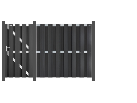 4m Zaun Elephant Design WPC anthrazit-alu - ME30683